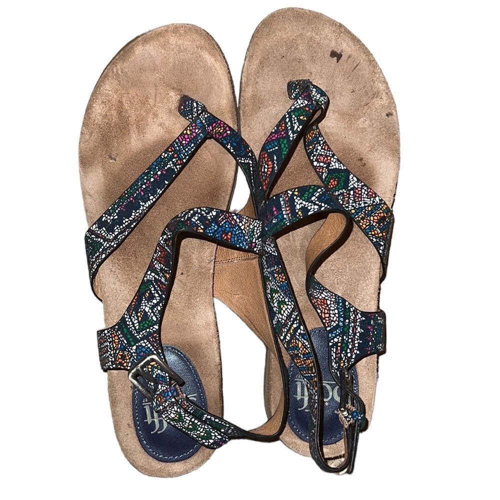 Sofft Blue Multicolored Leather Sandals Size 8 M